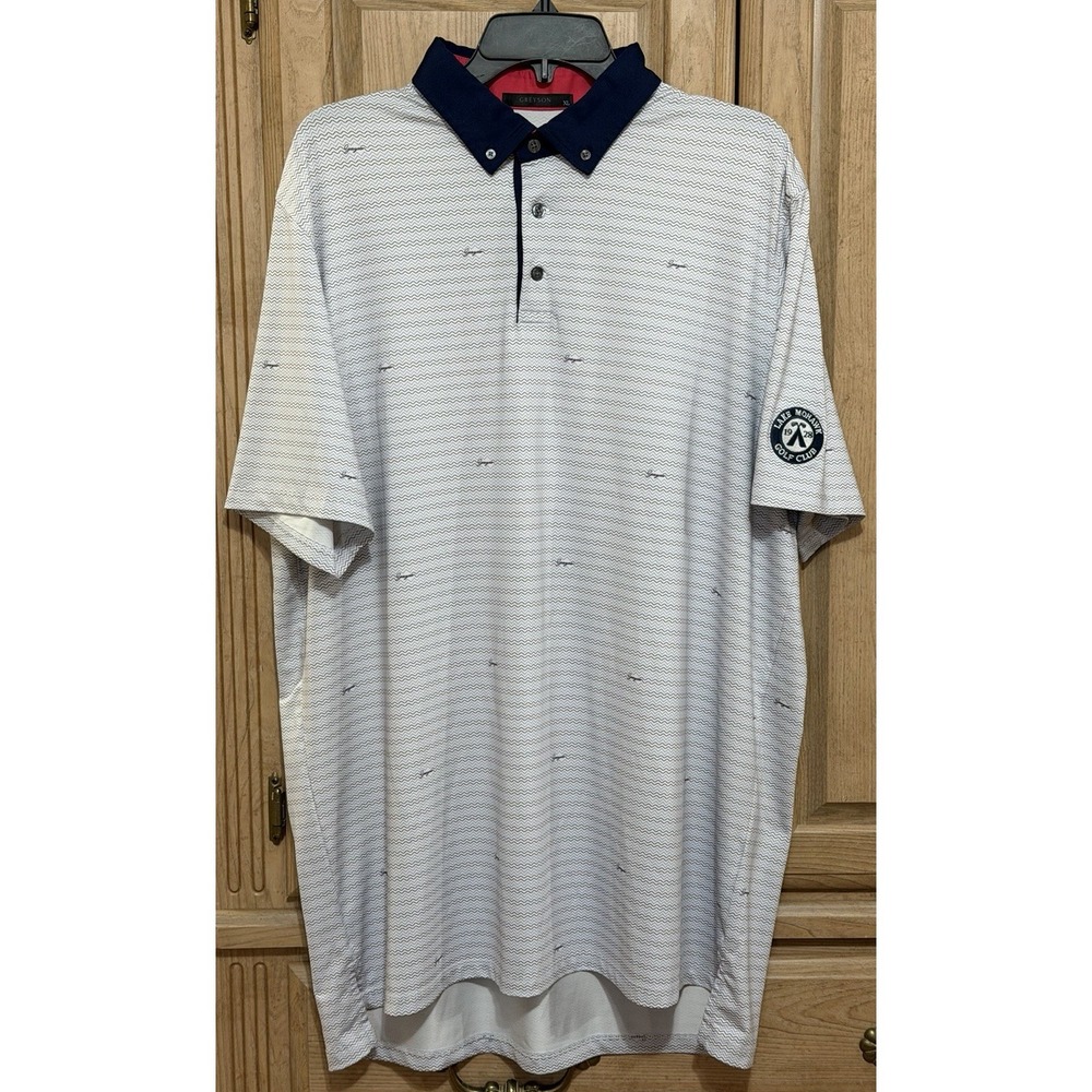 Greyson Clothiers Mens Golf Polo Shirt Size XL Wind & Water Symbol Geometric